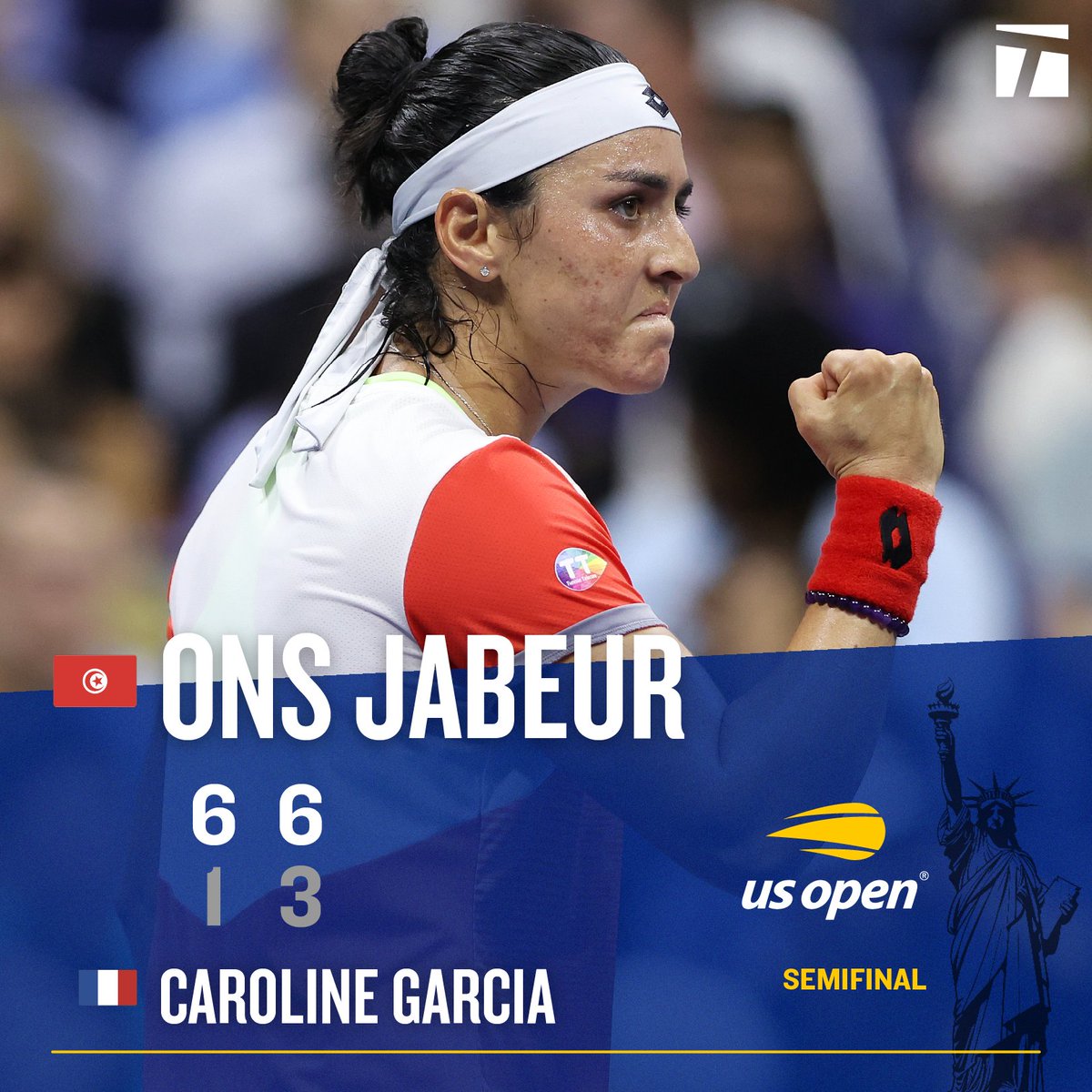 Simply marvelous!

<a href="/Ons_Jabeur/">Ons Jabeur</a> advances to her second straight final at a major with a dominant win over Caroline Garcia!

First #USOpen final for the Tunisian 🇹🇳