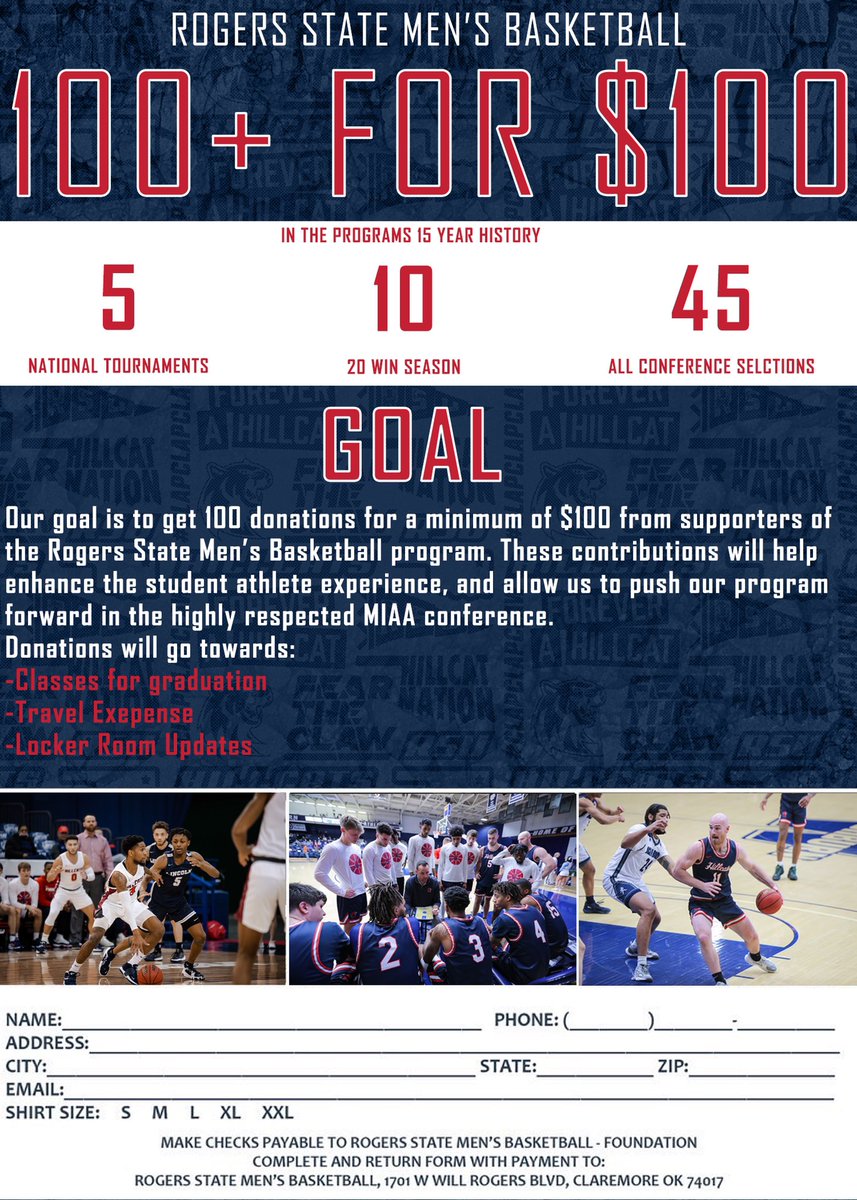 There are multiple ways to help contribute to the success of Hillcat Basketball! If you would like to partner with us please follow the link for more information! #DefendTheHill 

rsuhillcats.com/mbb100for100
