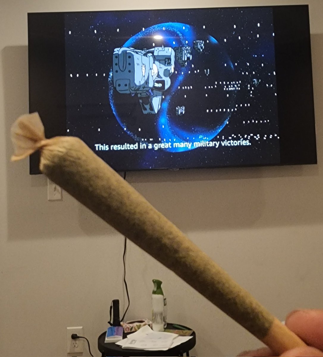 HouseHendoe's tweet photo. I know it's been months, but another Hendoe FunFact. When I get my first Thursday off in months from work and home. This what I do, I buy a High Potency roll and watch the Anime that inspires EVE Propaganda. Miss Pew Pewing you nerds! #o7 #tweetfleet #EveOnline #streamfleet https://t.co/17ukbSB0lp