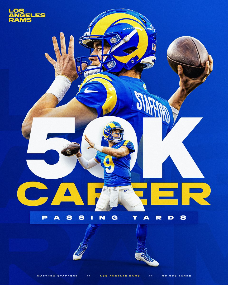 RamsNFL's tweet image. MAKE IT 50K CAREER PASSING YARDS FOR 9️⃣!