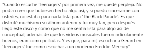 pmoreuy's tweet photo. 🎙 Hayley Williams habló sobre My Chemical Romance en #EverythingIsEmo
— "Para mí, escuchar a Gerard en 'Teenagers' fue como escuchar a un moderno Freddie Mercury" https://t.co/HkjHpViJ1q