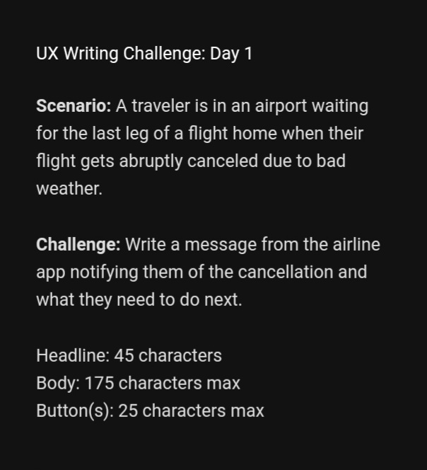 esierr1's tweet photo. First day of the #DailyUXWritingChallenge β
Here's the context and the design using #Figma:
#UXWriting #userexperience #design https://t.co/68tkWlGyZz