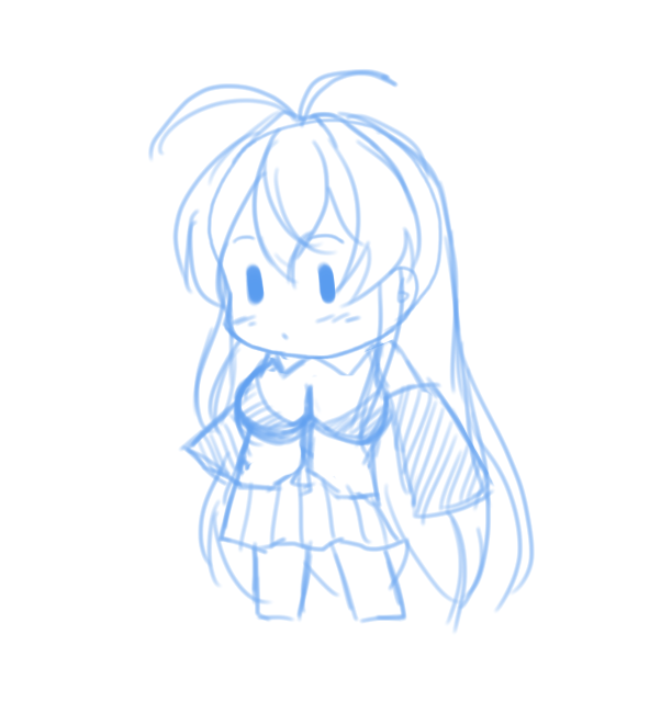 そもそも二頭身描き慣れてないからずんぐりむっくりになっちゃったけどおっぱい描くとしたらこんな感じ? 