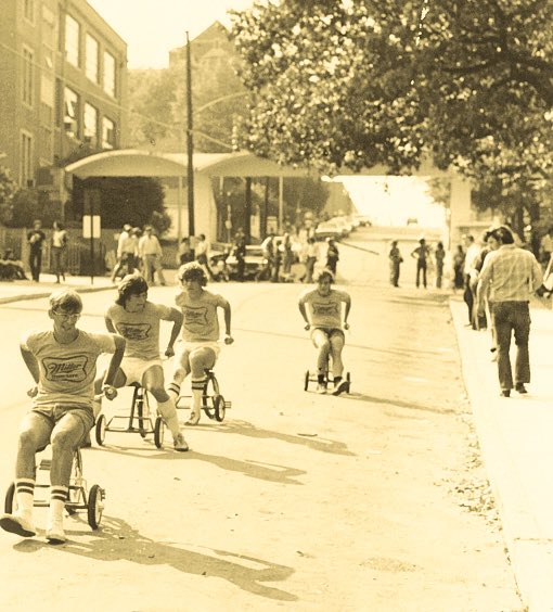 gtalumni's tweet photo. Make sure your laces are tight and your tiny wheels are greased. The Mini 500 is just around the corner. Are you ready to race? #GTAlumni #mini500 #homecoming #georgiatech #throwback https://t.co/ik7NuX7aBU