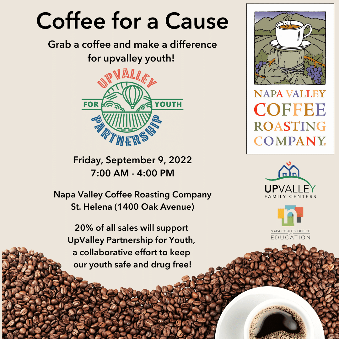 NVCRC's tweet photo. Join us tomorrow! 20% of all sales in our SH store will benefit Upvalley partnership for youth. We hope to see you soon! ☕😀 https://t.co/vInuRAO86p