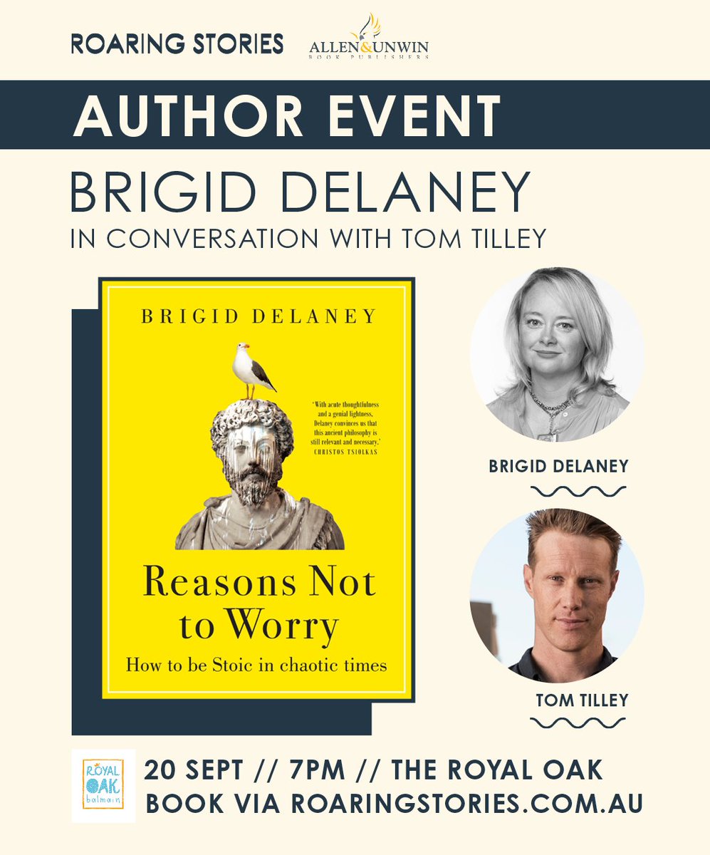 How to be Stoic in chaotic times? <a href="/GuardianAus/">Guardian Australia</a> journalist, columnist and Wellmania co-creator <a href="/BrigidWD/">Brigid Delaney</a> suggests some answers in her new book, Reasons Not to Worry (<a href="/AllenAndUnwin/">Allen & Unwin</a>). Catch her 20 Sept in conversation with <a href="/TomTilley/">Tom Tilley</a>! 
🎟️eventbrite.com.au/e/411768740387