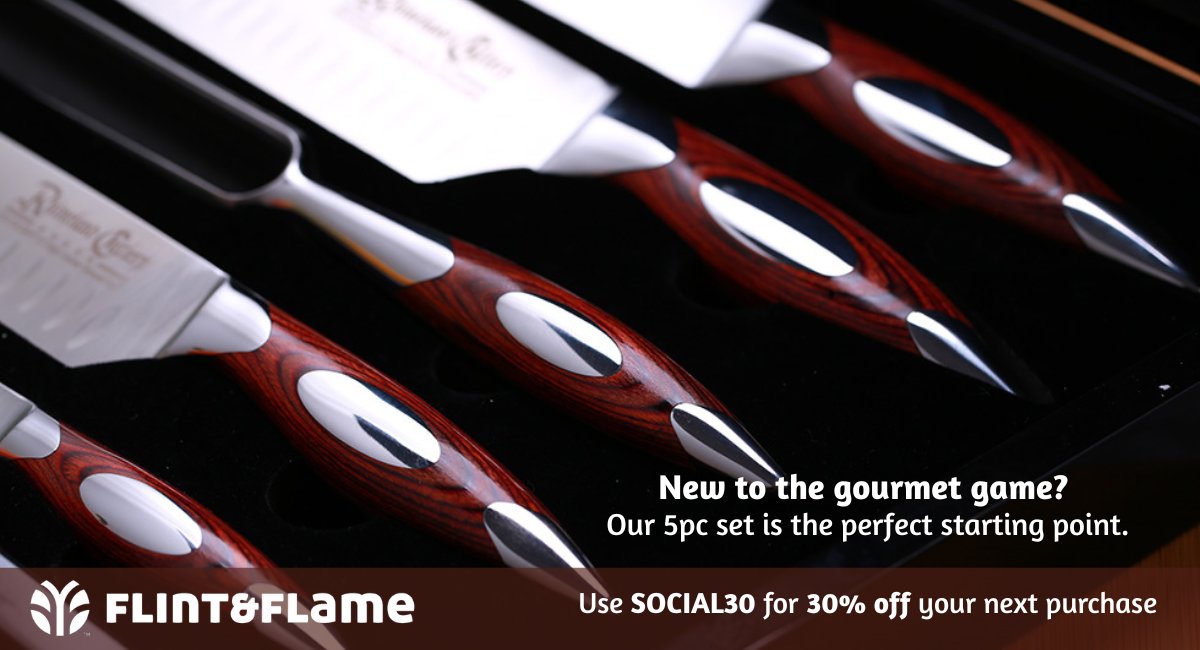 New to the gourmet game? Our 5pc set is the perfect starting point.
Trust us, you’ll never turn back. Add SOCIAL30 for 30% off at checkout: flintandflame.com/product/rl-5-p…