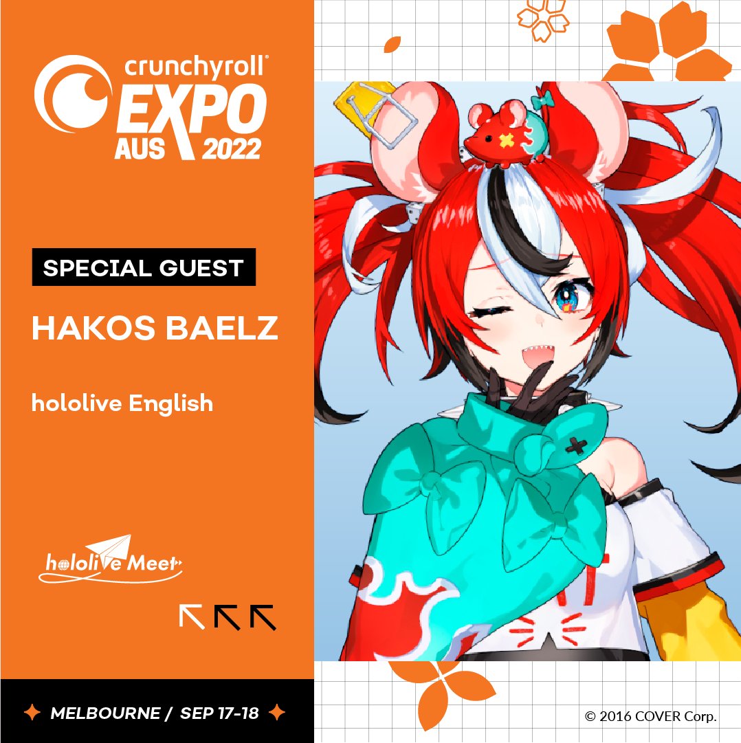 We are beyond excited to announce two hololive production guests appearing on Sunday at a very special panel – from hololive English, Mori Calliope and Hakos Baelz! #hololiveMeet