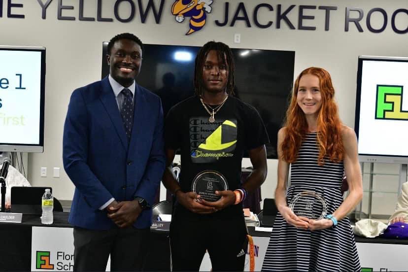 sfhathletics's tweet photo. Congrats to our All State athletes from the spring!  Jabray Johnson and Caelin Sloan represented track tonight at the board meeting.

Aydin Palmer (Baseball) had to work.  Katie Catoe (Softball) had a Volleyball game tonight.

#DPTB https://t.co/IOstmaZove