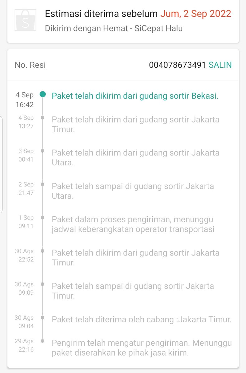 windanyet's tweet photo. Min @sicepat_ekspres sicepat halu ini sih udh keterlaluan terlambatnyaaa 😭😭 masa jakarta-bekasi udh 11 hari belum sampe, bener2 halu ini 😭 https://t.co/VFYoDJiuDB