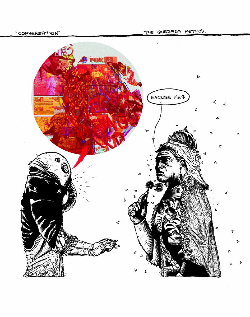 TheQmethod's tweet photo. #GODSAVETHEQUEEN #theqmethod old stuff circa 2011. #mexicanart #queenelizabeth #elizabeth #england #kuretake #rapidograph #cyberpunk #toon https://t.co/gsELCaveU1