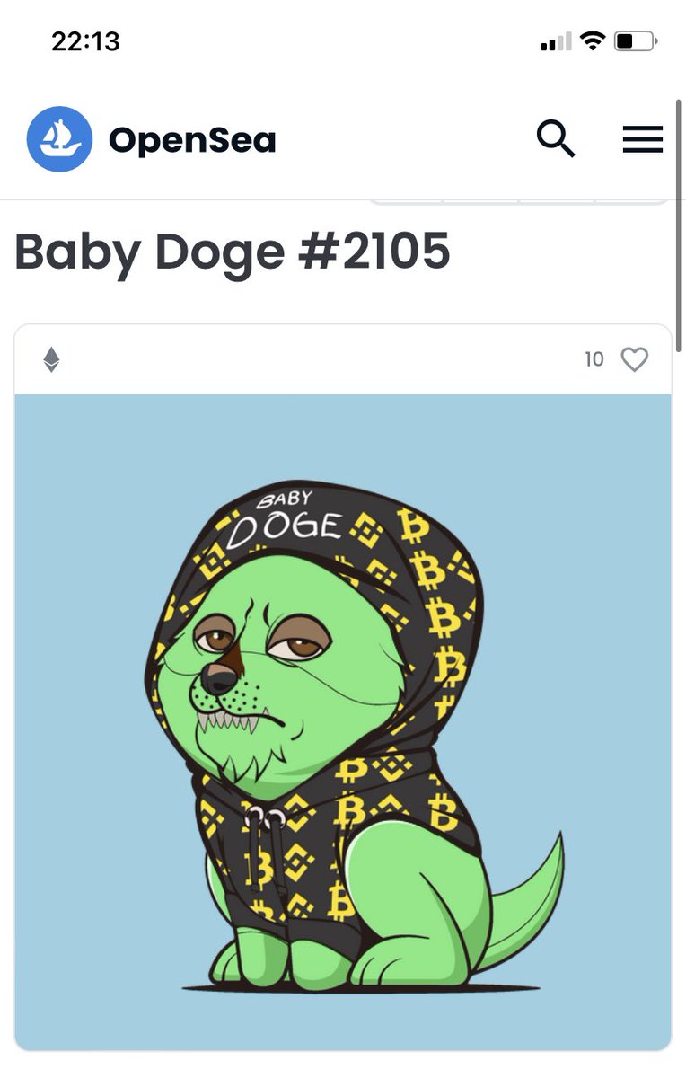 in_tokenmuseum's tweet photo. This NFT is só cheap!!!

It’s rare and this price is only 0,49 ETH.

No. 2105

@BabyDogeNFTs @babydoge 
#BabyDoge #BabyDogeNFT https://t.co/rouFjNDXe9