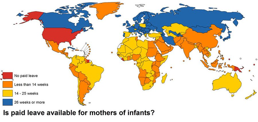 1 in 4 American mothers returns to work within 2 weeks of having a baby. #America is one of the only six nations in the entire world — and the only rich nation — to not have some form of national paid leave. #ParentNation 
<a href="/DrDanaSuskind/">Dr. Dana Suskind</a>
