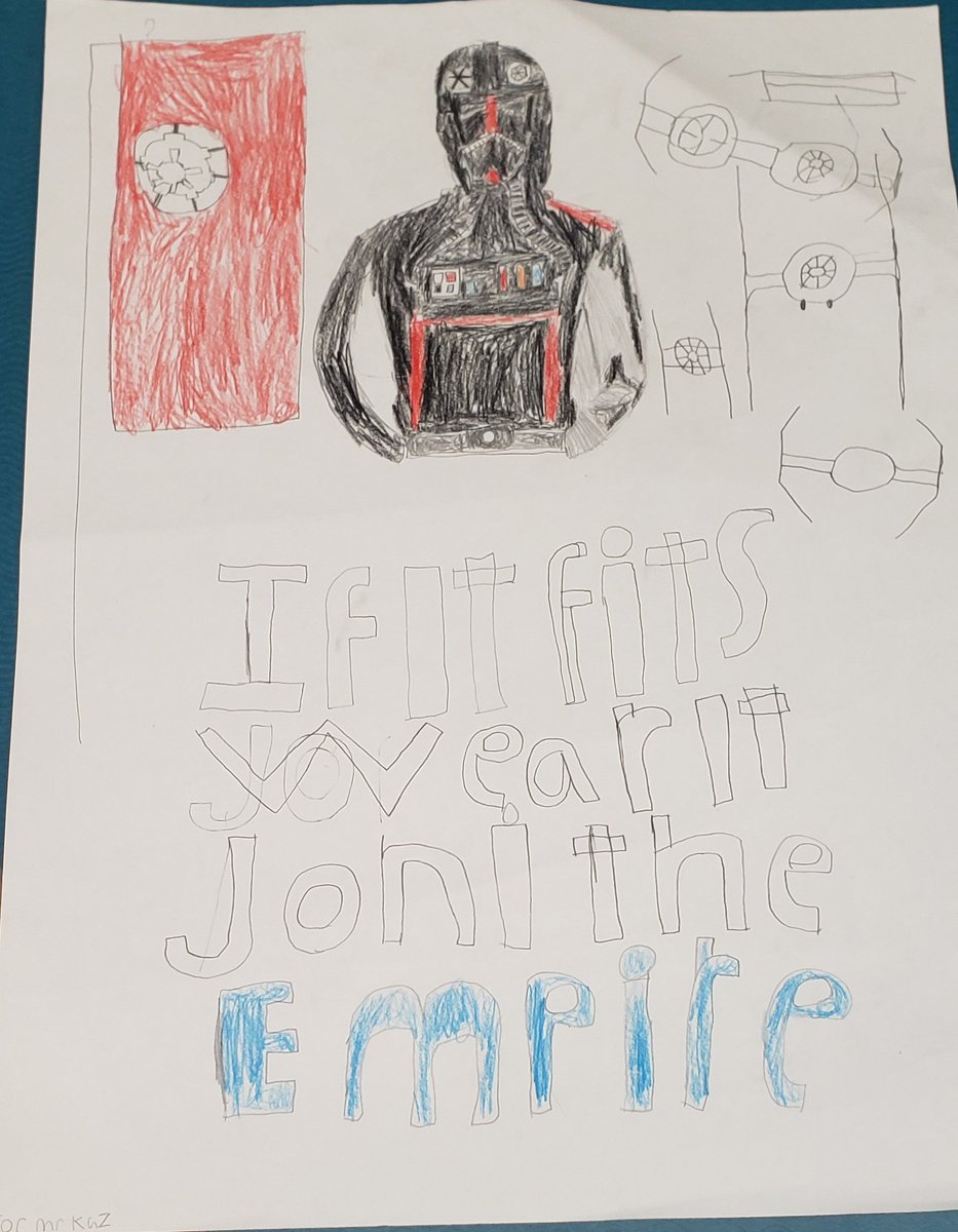 FindingMyAloha's tweet photo. A student walked in after school and told me he made this for me today in another class.  Joni the empire!!  How rad is that!?! #gamifiedclassroom #teachertwitter #RTAlliance #ifitfits #starwars https://t.co/SsN1WQdh99