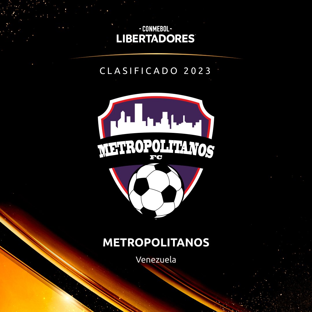 Libertadores's tweet photo. 👋🇻🇪 ¡Bienvenido! @Metropolitanos_ se clasificó a la CONMEBOL #Libertadores 2023.

☝️🏆 Jugará la Copa por primera vez en su historia. https://t.co/JQGFonoJRt
