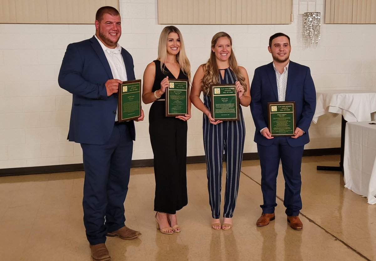 TAult77's tweet photo. Congrats to @ClayHSEagles @clayathletics Hall of Fame inductees. Garrett Gray, Kim Crawford Molter, Kylee Ault Baker, Angelo Amenta. @KyJoBaker https://t.co/377VKLsIUw
