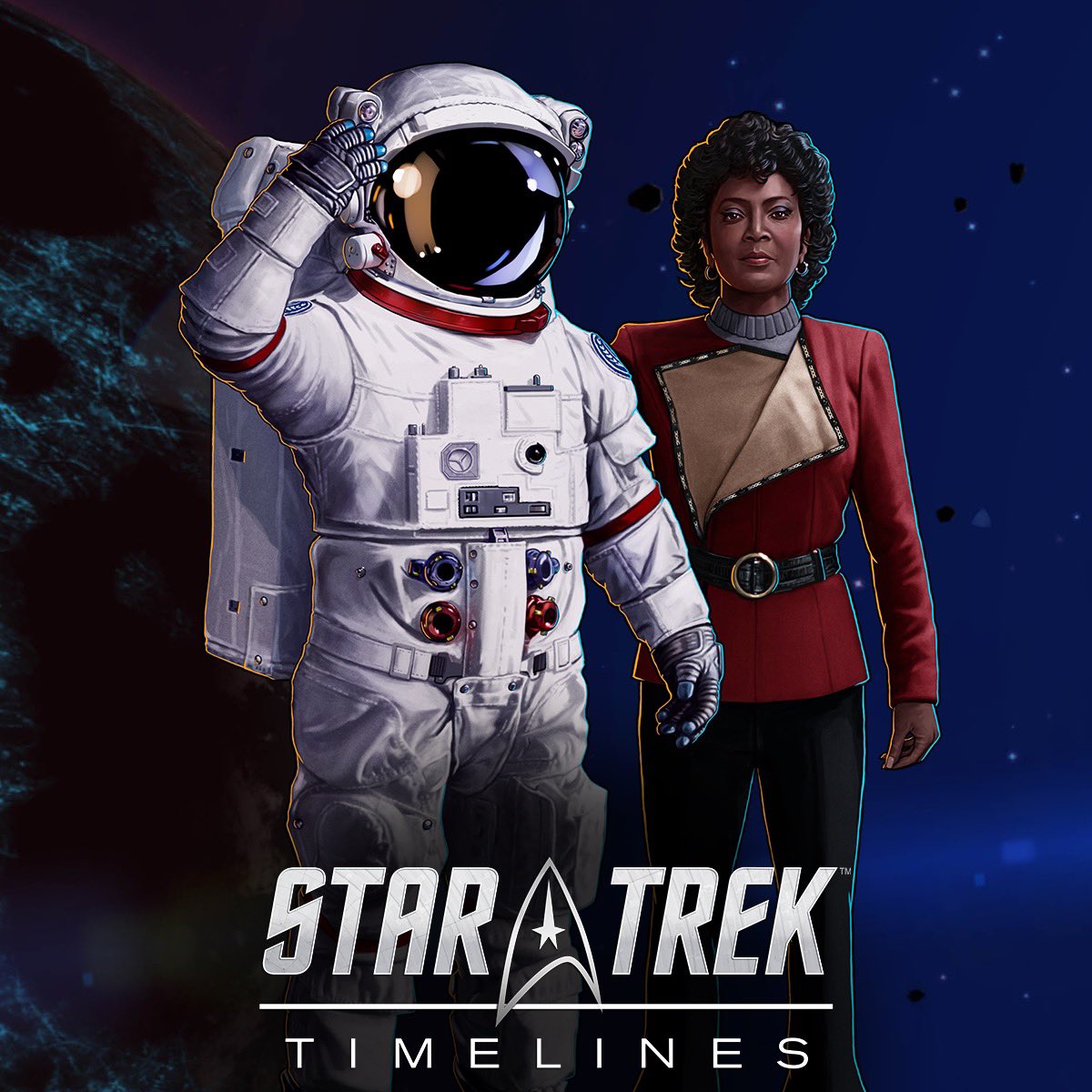 StarTrek's tweet photo. For #StarTrekDay @STTimelines is honoring Nichelle Nichols's accomplishments! May her inspiration continue to lead the way towards a better future. 'Pathfinder Uhura' is available to all players, along with a month-long event to obtain additional copies. LLAP ✨ #StarTrek https://t.co/ihA98MzXY2