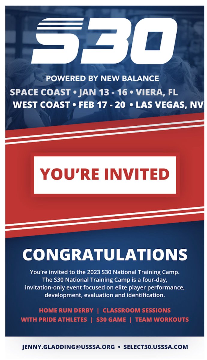 AveryStuart31's tweet photo. Super excited and honored for the invitation to participate in the Select30! Can’t wait! @NightmaresNew @USSSAFastpitch @NightmaresRG @ExtraInningSB @Los_Stuff @StriveSoftball @5tool_training https://t.co/iPE70diqnz