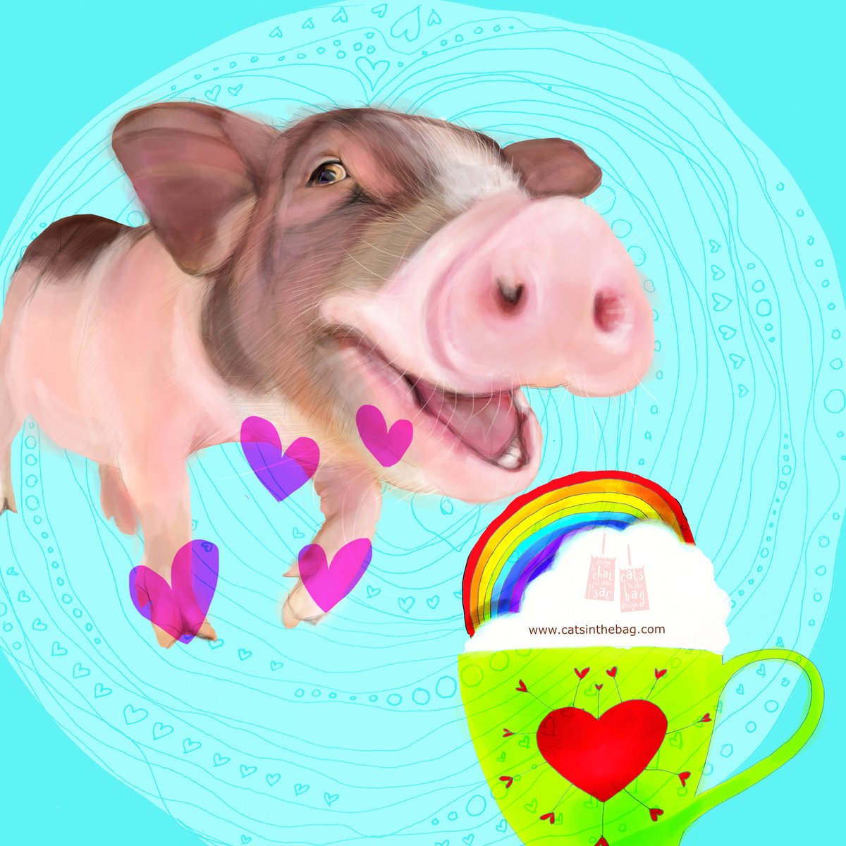 catsinthebagpur's tweet photo. What my #coffee says to me Sept 8 - love is YOUR truth! Let squeals of joy and love radiate from within to all you encounter. #pig #piglovers #love #bethelove #joy #squealsofjoy #radiatelove #storyteller #mentalhealth #illustrator https://t.co/usRAsIU78o