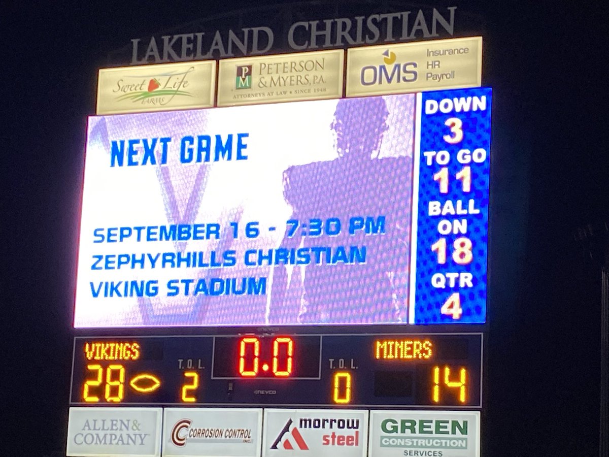 LCS tops Fort Meade 28-14. ⁦<a href="/LCSFootball/">Lakeland Christian Football</a>⁩ ⁦<a href="/FMMinerFootball/">Fort Meade Football</a>⁩ ⁦<a href="/SBLiveFL/">Florida High School On SI</a>⁩