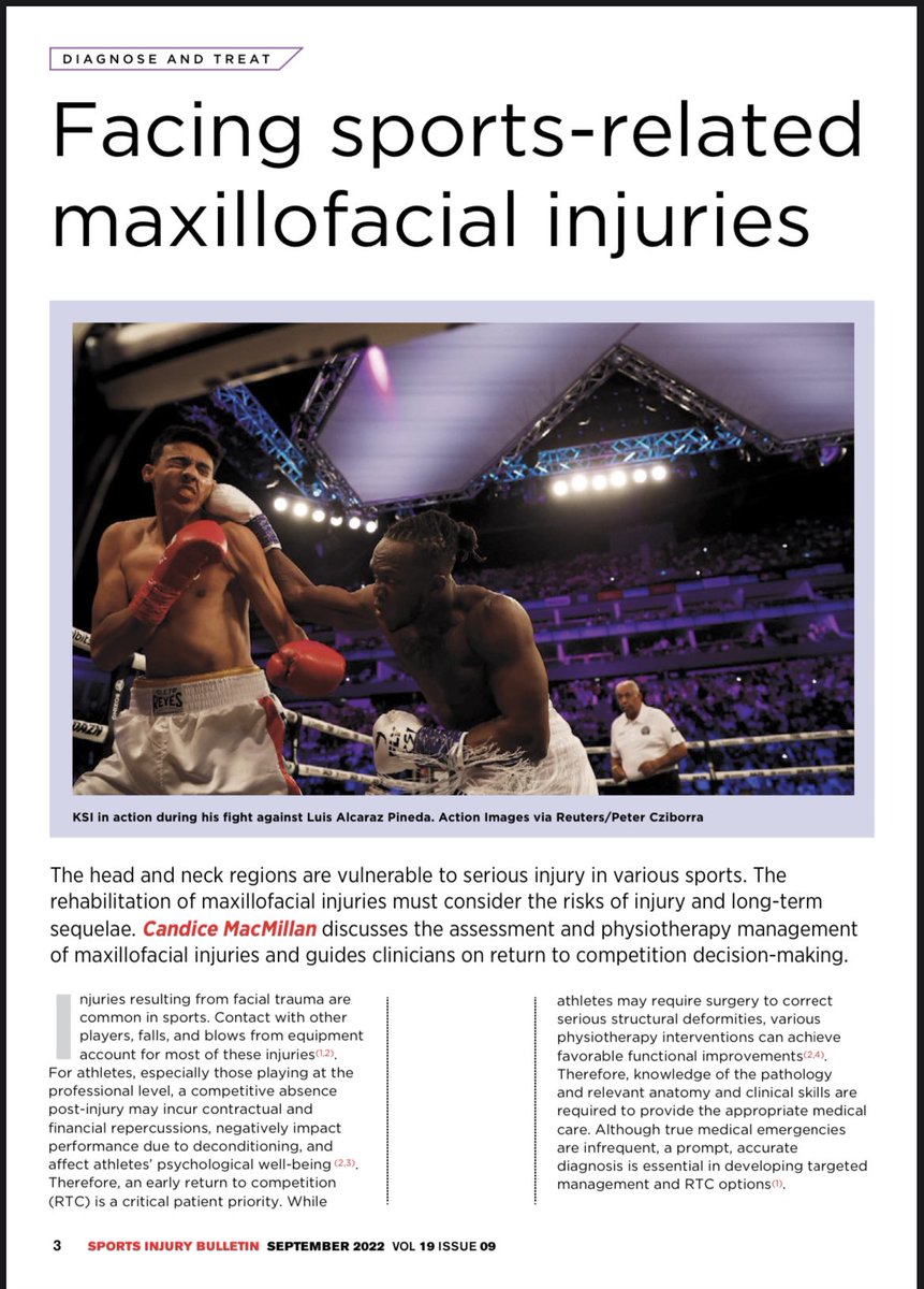 Candice MacMillan (@candicephysio) on Twitter photo New contribution to <a href="/SportsInjurySIB/">SportsInjuryBulletin</a> - Maxillo-facial injuries in Sport
Get the latest issue today! sportsinjurybulletin.com New contribution to <a href="/SportsInjurySIB/">SportsInjuryBulletin</a> - Maxillo-facial injuries in Sport
Get the latest issue today! sportsinjurybulletin.com