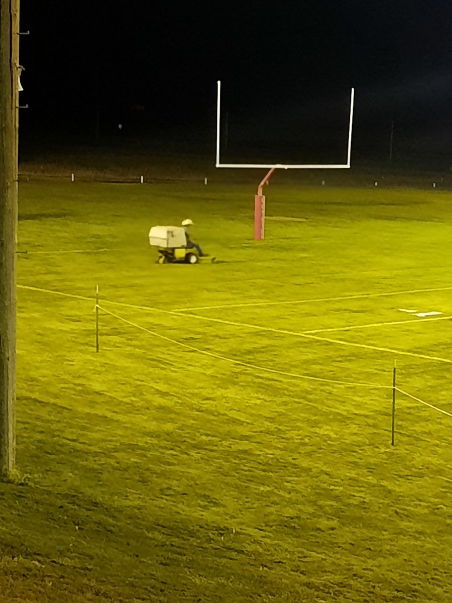 What did your all-state QB/RB do for 3 hours after practice today? Luke Kasten of Potter-Dix spent his Thursday night mowing the field for tomorrow's game vs Hay Springs. #pdcoyotes #canthidecoyotepride #nebpreps