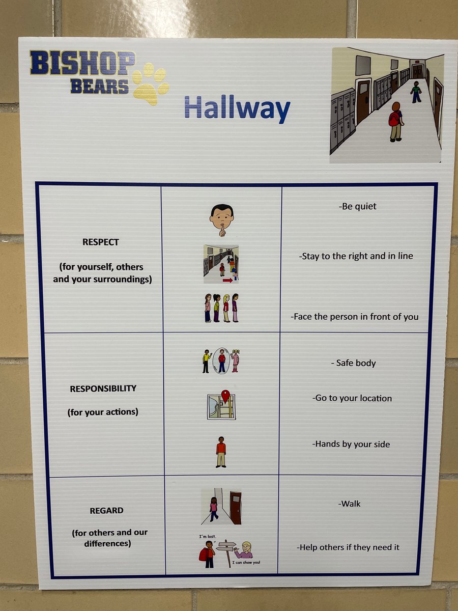 SaraBurd3's tweet photo. Three Rs in full force at Bishop today!! Great PBIS expectations all over, inclusive welcoming hallways and gorgeous SEL reflections on the first few days!! Go Bears!! @BishopPTO https://t.co/UypDXaSwB3