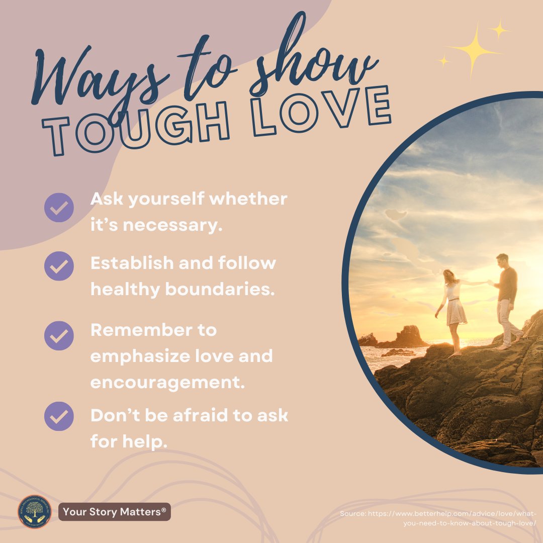bofillpsychserv's tweet photo. Tough love can be incredibly valuable if it is exercised properly. Understanding the best way to demonstrate tough love effectively may increase the chances of it being effective. Here are some things to keep in mind.

#BPSCares
#BPSafeSpace
#BPStoryMatters
#MentalHealthAwareness https://t.co/Mak6lDj770