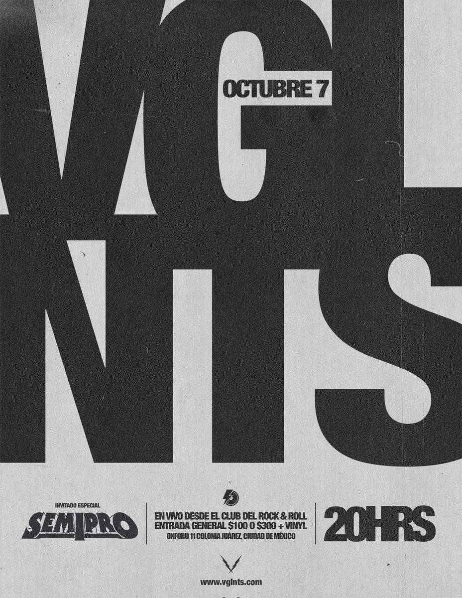 ¡Hey! Nos vemos el próximo 7 de octubre en <a href="/ClubRocknRoll/">El Club del R&R</a> junto a Semipro
Entrada general $100
+ Vinyl de nuestro EP $300
20hrs.
Oxford 11, Col. Juárez

 ¡Larga Vida Al Rock N Roll!