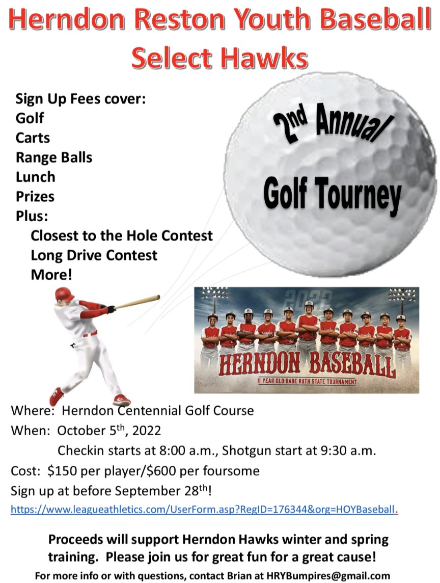 HRYB_Baseball's tweet photo. Come out and support our Hawks travel program!! https://t.co/GszNa0Taew
@HHornetBaseball @SLakesbaseball @C5TElite @weirdbroscoffee @RestonNow @TownOfHerndon https://t.co/9vnO06fXmm