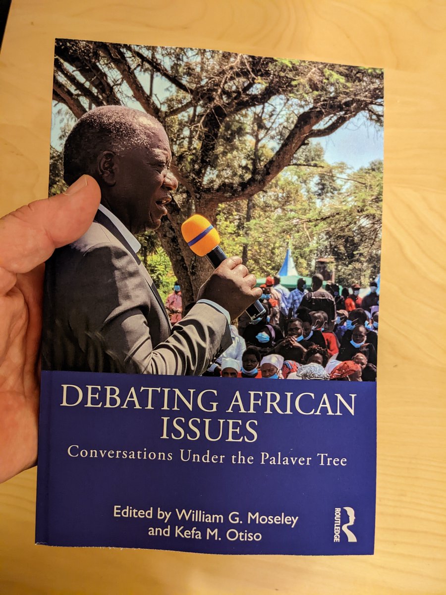 WilliamGMoseley's tweet photo. It's real! Wonderful to receive a copy of @oyomose and I's new reader: "Debating African Issues: Conversations Under the Palaver Tree" Thanks @PadraigCarmody @HansonNyantakyi @CUP_at_UCT @kasmosong @samueltl @ganorvi @JohnTaden @Fromagehomme et al https://t.co/I1jSmai5AC https://t.co/OZ0SFbaCur