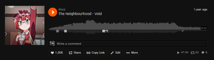 me acabo de enterar que un audio que subí en soundcloud tiene 1k likes wtfff