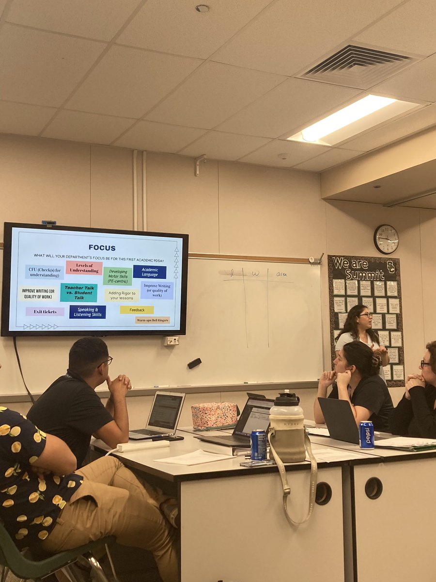 The_Mr_Medina's tweet photo. In our weekly PD, we learn from each other. First @SCCA_Counselor walked us trough the CCGI kickoff, then @franco_schs thought us how to use another Canvas tool, and to finish @karen_h73 lead our PDSA improvement cycle. #WeAreSC #SummitBears #SummitHigh https://t.co/OzwPEhecp0