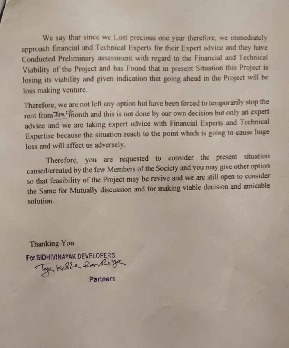 kayveejayarao's tweet photo. @mumbai_first @MumbaiWakeUp1 @mybmcWardHE @AlkaSasane @IqbalSinghChah2 @MumbaiPolice @CPMumbaiPolice @mid_day @htTweets @fpjindia @TOIMumbai @ms_aftab @Petition_Group @cassynaz @joytrichur @dias_loy @dias_reggie @Ashcorruption @AMITGUP96650359 @NileshG98269508 @amarjitsinghbjp @Mangal012 @MaldeNimish @mahitiamanch @RosySequeiraTOI @MhadaMitra HW BUILDER IS HOODWINKING MEMBERS HE DOES NT HV NY RENT AGREEMENT.HE WS ILLEGALLY EVICTING RESIDENTS &amp; DEMOLISHING D BUILDING . 
BUILDER GV AN UNDERTAKING DAT D AGREEMENT IS READY BY HOODWINKING D COURTS. 
4 REMINDERS 2 HIM &amp; NO REPLY HE LIES BLATANTLY. LK NW SOCIETY WANTS  PAAA. https://t.co/wHRNSI9TPt