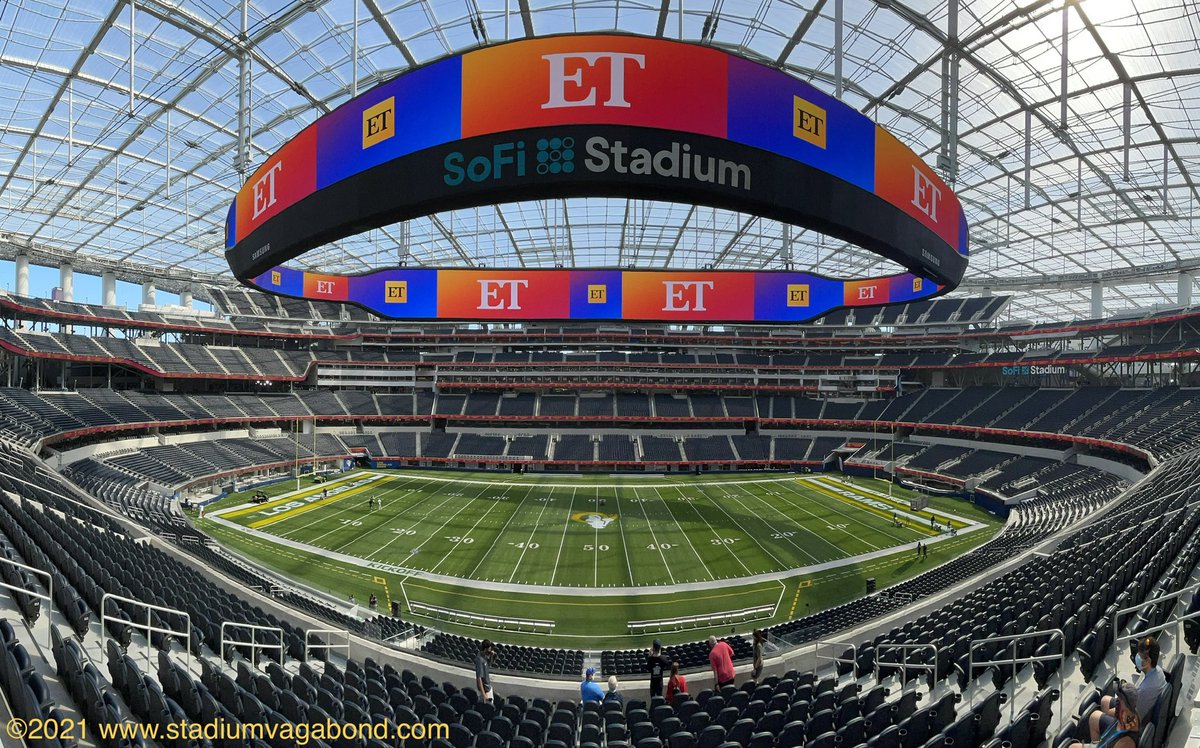 StadiumVagabond's tweet photo. SoFi Stadium, Inglewood, CA - Home of the @RamsNFL &amp; @chargers - Future venue for 2026 @FIFAcom World Cup and 2028 Summer @NBCOlympics 
#sofistadium #losangeles #nfl #rams #larams #football #boltup #losangelesrams #chargers #ramshouse #ramsbills #groundhopping #lac https://t.co/UALuOnuWSq