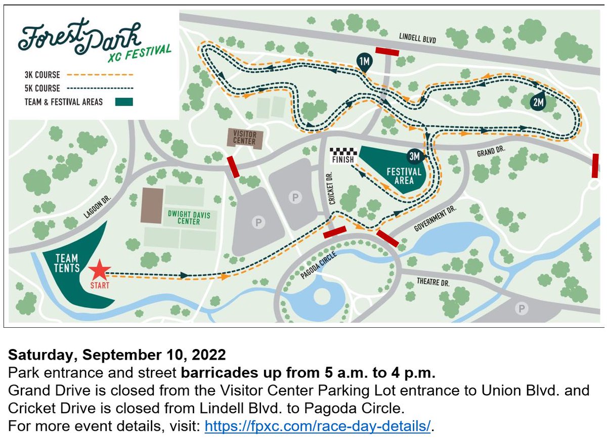 The 17th edition of the Forest Park Cross Country Festival will be returning to Forest Park this Saturday! View the map and plan ahead. Closures are subject to change as race officials monitor traffic.
