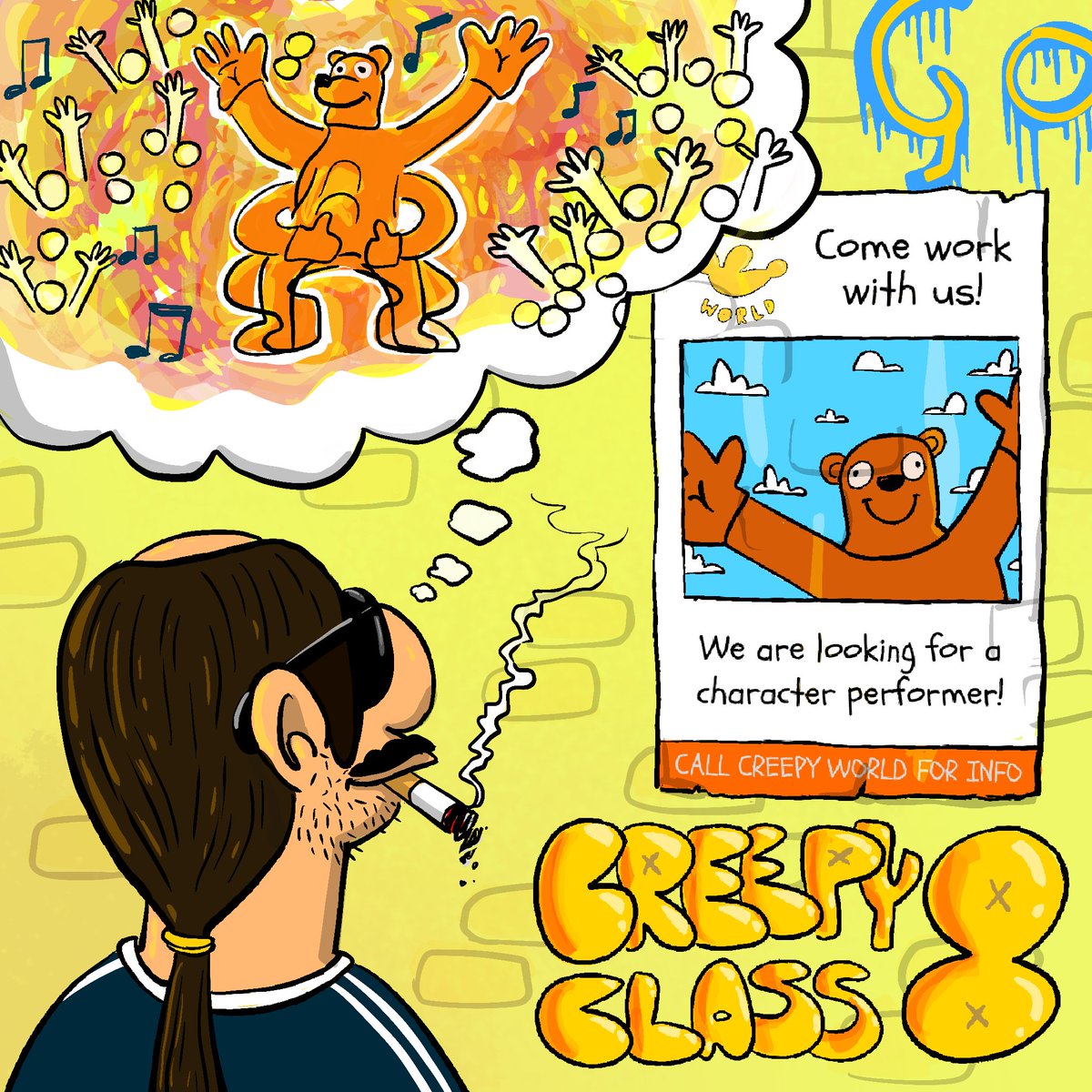 8th Class - Larry and Creepy World.

[Starting Class] 📚

That job vacancy poster even caught our eyes... Who wouldn't want to work at a happy place like it?! 

Btw, loved the ponytail Larrae!

Join us for a continuation from our last Creepy Class! 

- A Thread 🧵