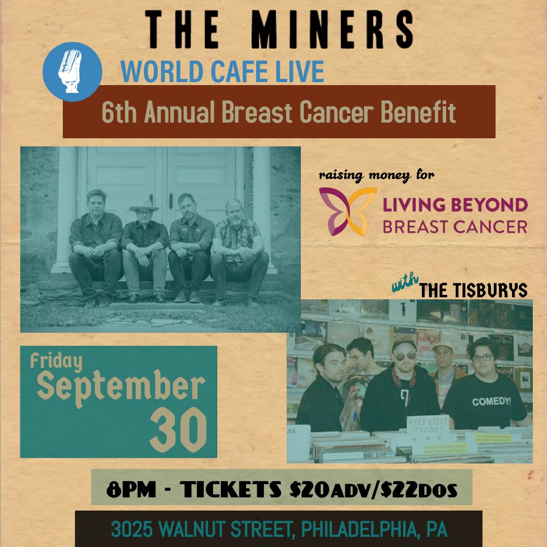 Next show is at <a href="/worldcafelive/">World Cafe Live</a> to raise money for <a href="/LivingBeyondBC/">Living Beyond Breast Cancer</a> with <a href="/the_tisburys/">The Tisburys / new album out now</a>. Tickets @: bit.ly/3x9OubS