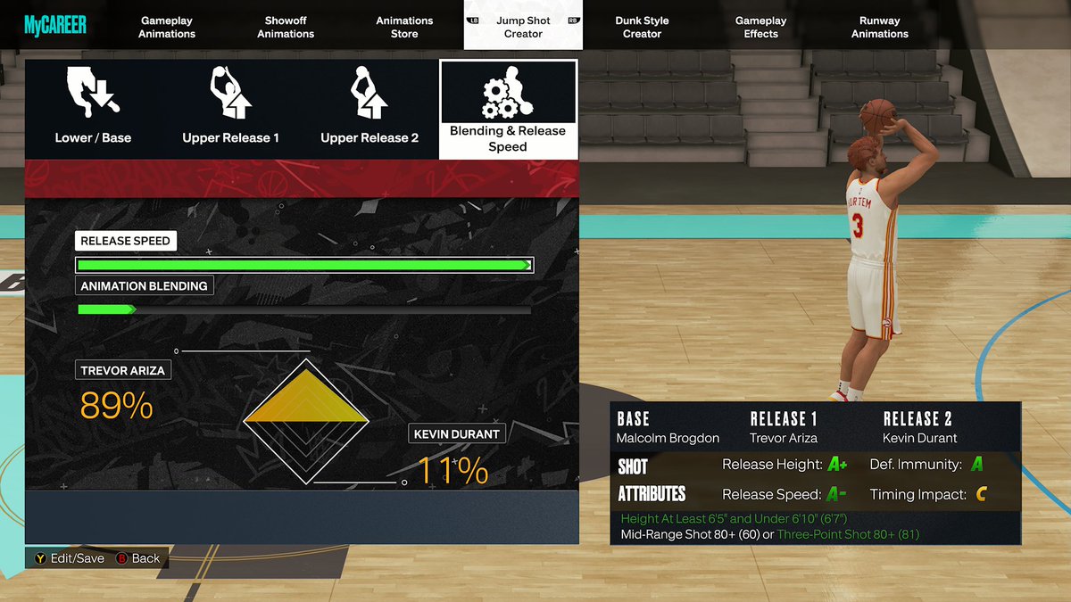 bot_slothy's tweet photo. BEST JUMPSHOT #2k23 #nextgen!!!
 - for builds 6'5" -6'10"
 - need 81+ 3-point or mid
 - crazy release height, great close-out immunity, and 
   excellent speed https://t.co/3lMEGDdPOZ