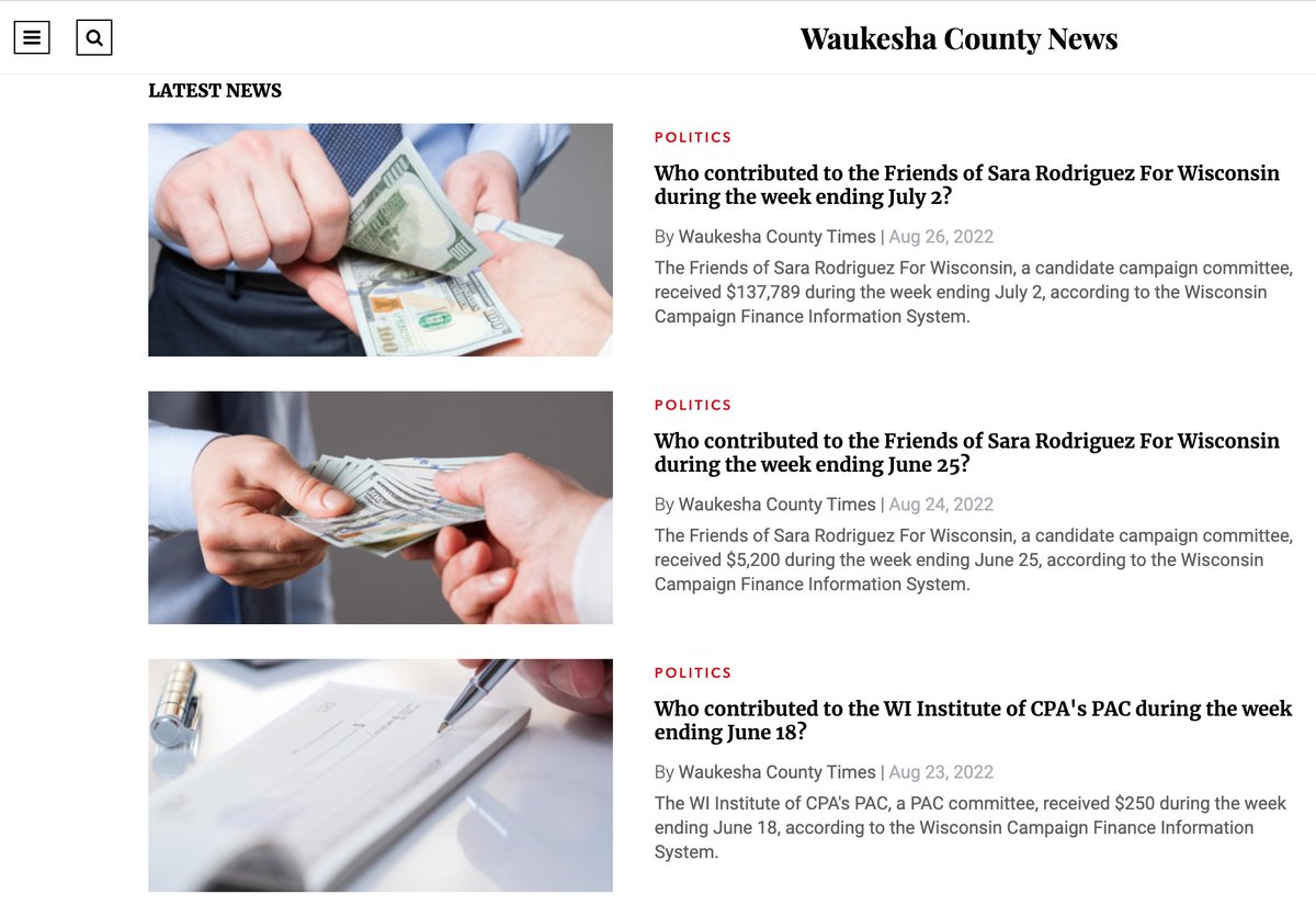 jnorcr's tweet image. The Waukesha County Times. 
Come for the autogenerated &quot;politics&quot; section. 
Stay for the autogenerated &quot;schools&quot; section.