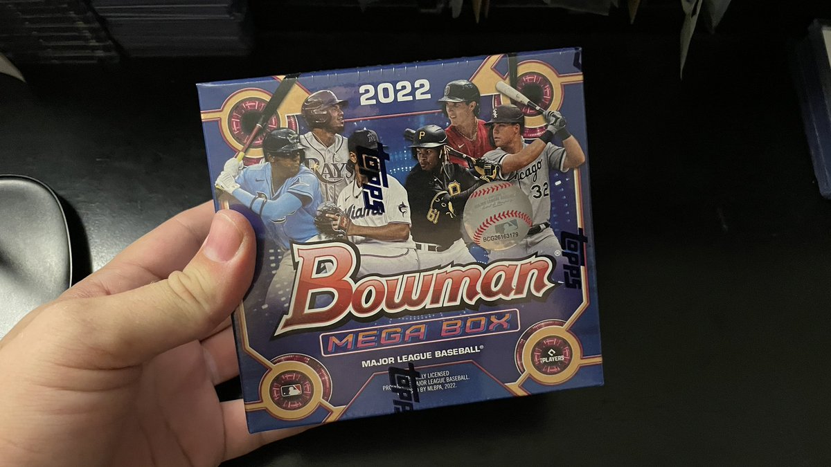 WatchTheBreaks's tweet photo. Dang, I forgot this week @midwestboxbreak!  Time to catch it up-

Who wants to win a ‘22 Bowman Mega Box?! 

RT &amp; Follow to enter to win! 

#Collect #TheHobby https://t.co/N1ovT8RB9s