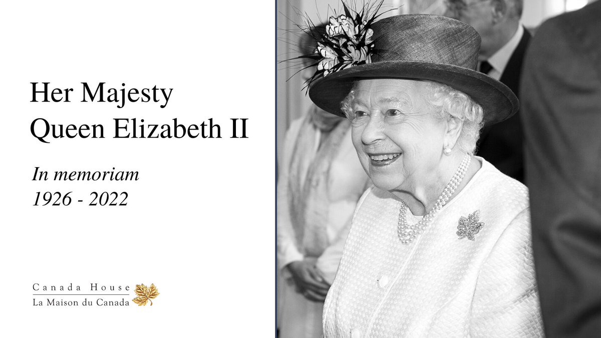 CanEmbJapan's tweet photo. With great sorrow, we offer our condolences to the @RoyalFamily on the death of our beloved Queen, Her Majesty Queen Elizabeth II, Queen of Canada. Her dedication to our country, to her people and to our Commonwealth serves as an unrivalled legacy. https://t.co/3JhzzYOaao