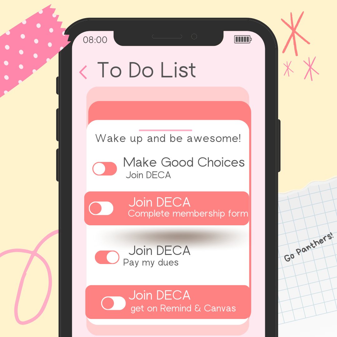 CHPanther_DECA's tweet photo. Add to your To Do List and join CHHS DECA today! Deadline is Sept. 30th #chpantherpride #excellentchoice #notjustaclub https://t.co/zu6NvmqmN3