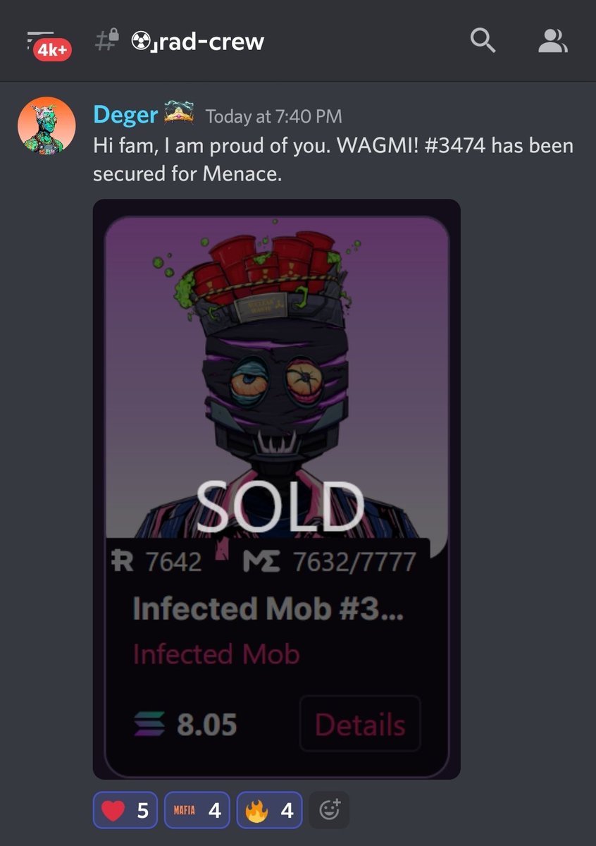 Kenzo_4x's tweet image. One of our mobsters got drained recently.

His subdao, @RadCrewDAO, rallied together to raise enough funds to buy him back in.

The Mob is strong 🦾