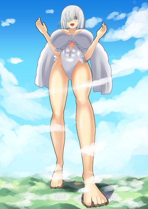 艦これの浜風(巨大娘)描いてみました 