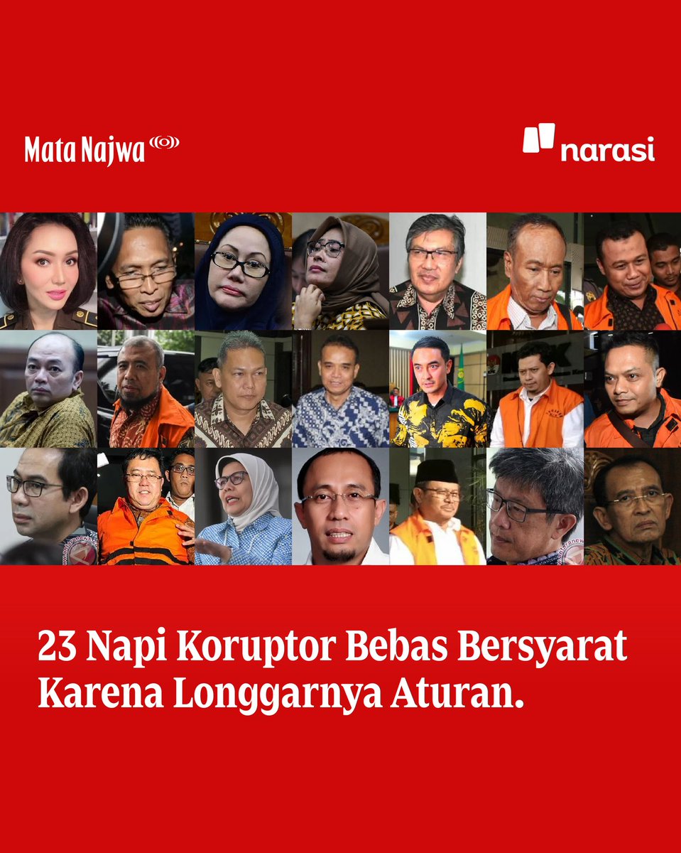 MataNajwa's tweet photo. Ramai-ramai koruptor bebas bersyarat terjadi sebulan setelah pengesahan UU No. 22 tahun 2022.

| Mata Najwa https://t.co/7tAgcIsWt2