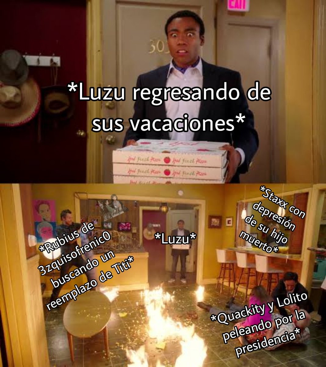 ILoveYouBinghe's tweet photo. Luzu va a tener trabajo de sobra cuando regrese si es que toma el rol de psicólogo. Ahora no sé que tan delicadamente Vegetta se lo mencioné.

#KarmalandV #Karmalart #karmalandmeme #Luzu #quackity #Rubius #Lolito #Staxx https://t.co/E6Uc8PZnzK