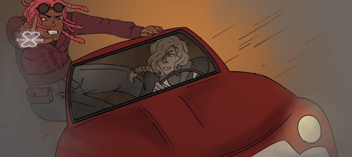 miracIemio's tweet image. [UD] maybe it&apos;d be more beneficial for my art account if i...post my art on it more often, ,, anyways! some art i did for @UD_rpgroup of my character zach, and iris!

the blond guy in the car is named andrei and he belongs to @/tsukishimaryuto