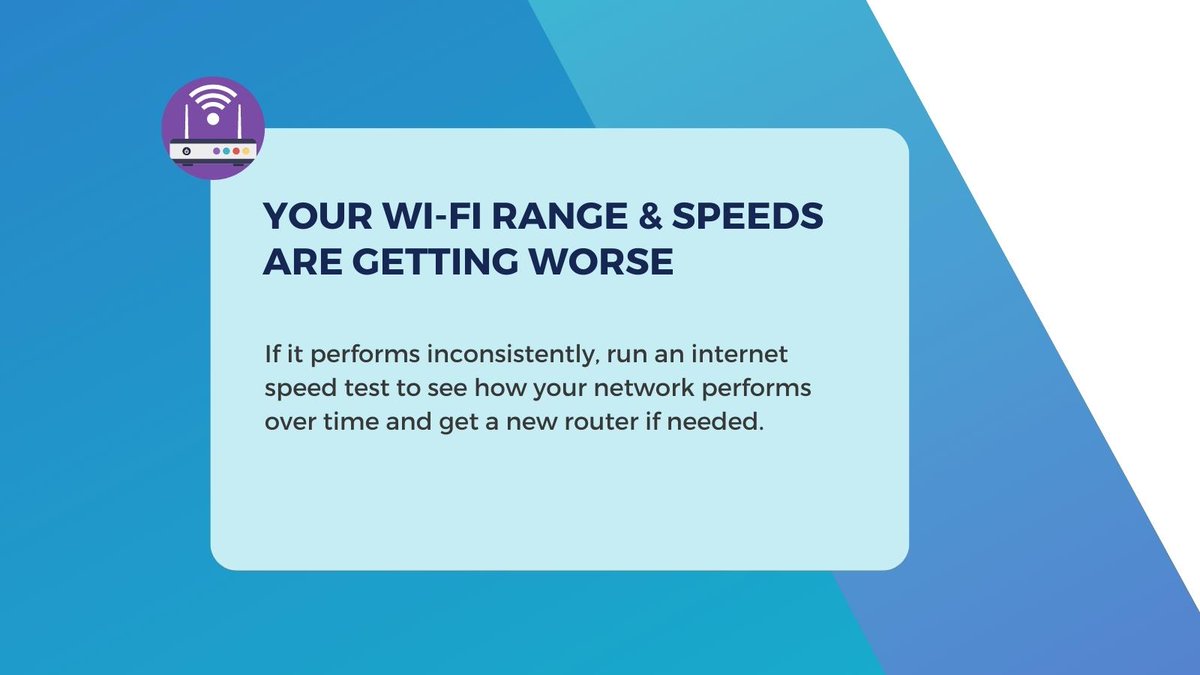 gospeedcheck's tweet image. When is the best time to replace your router?

Find the 5 common signs saying you need a new one here: bit.ly/3B610Ku

#pingtest #internetspeedtest #pingrate #highinternetspeed #wifirouter #router #slowwifi