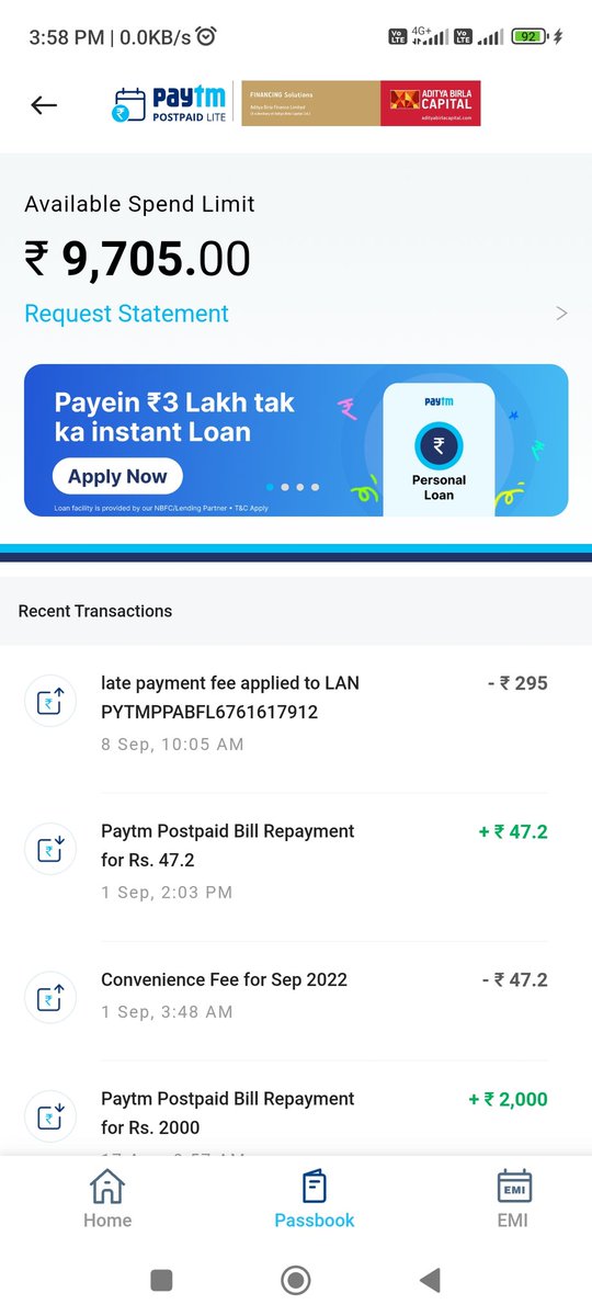 SachinTarafder2's tweet photo. One of the worst service i ever seen .guys dont use paytm postpaid .
I paid my total bill+gst+fee before due date . But i open paytm today and i see again -295 of late fee .how it's possible? Indian government see that @RBI please help me @RBIsays 
Punish @paytmbankcare @Paytm https://t.co/Hq5hVMAOQd